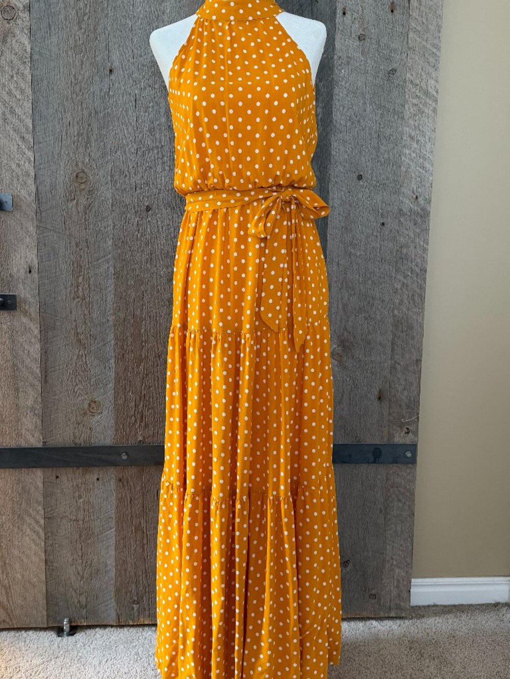 La Parisienne Yellow Dress with White Polkadots Size M - Picture 2 of 8
